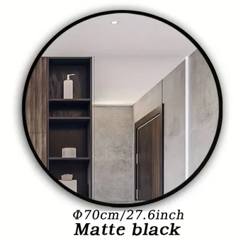27'' Round Wall Mounted Mirror, Wall Decor Mirrors, Bathroom Bedroom Living Room Glass Vanity Mirror, Black/Golden 4
