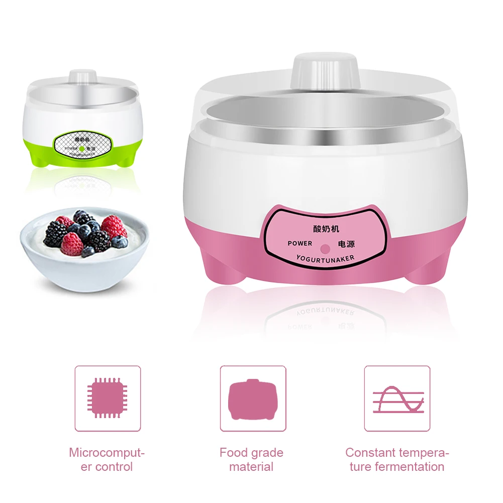Yogurt Maker Mini Automatic Yogurt Machine Household DIY Yogurt Tools Kitchen Appliances Stainless Steel Tank Pink 220V 3