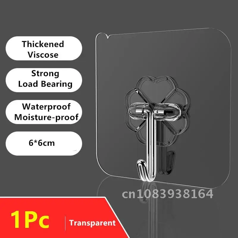 

Transparent Strong Self Adhesive Door Wall Hangers Hooks Suction Heavy Load Rack Cup Sucker for Kitchen Accessorie 1 Pcs 6x6cm