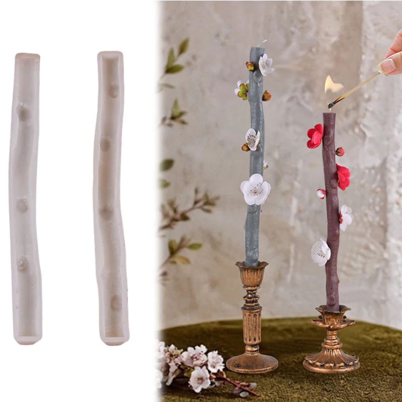 Simulated Tree Branch Shaped Silicone Molds Holiday Atmosphere Candle Molds Cake Aromatherapy Candle 2PCS