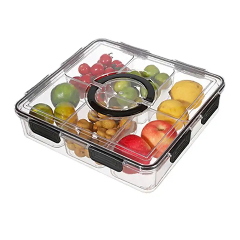 

Fridge Organizer With Lids Refrigerator Fresh-Keeping Food Container Transparent 6-Grid Kitchen Containers For Vegetables Fruits
