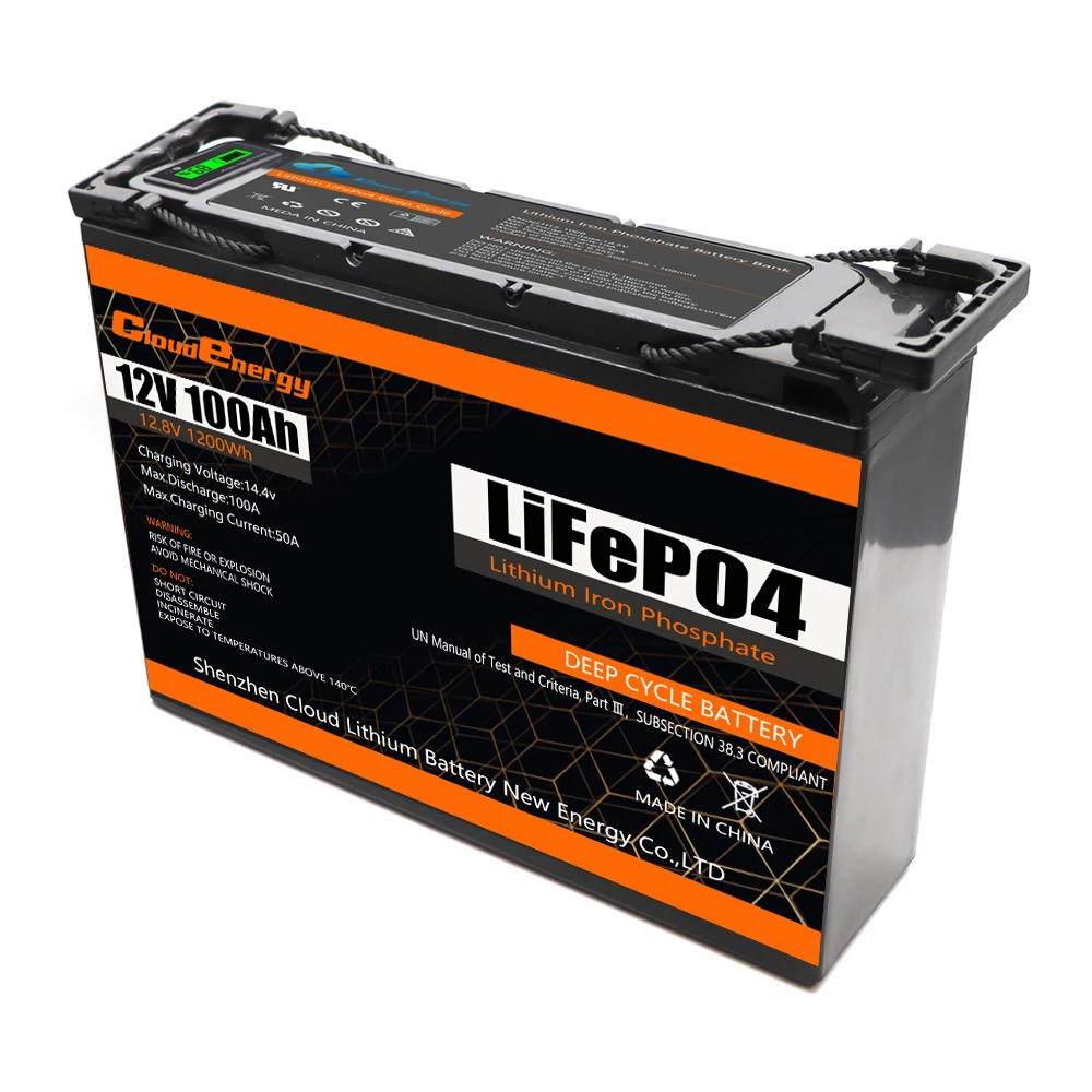 Cloud Energy 12 V 100Ah Lifepo4 Batteria 100 Ah Deep Cycle Lithium Solar 12 V Volt 12.8V Ion Accu Ferro Fosfato Lfp Akku