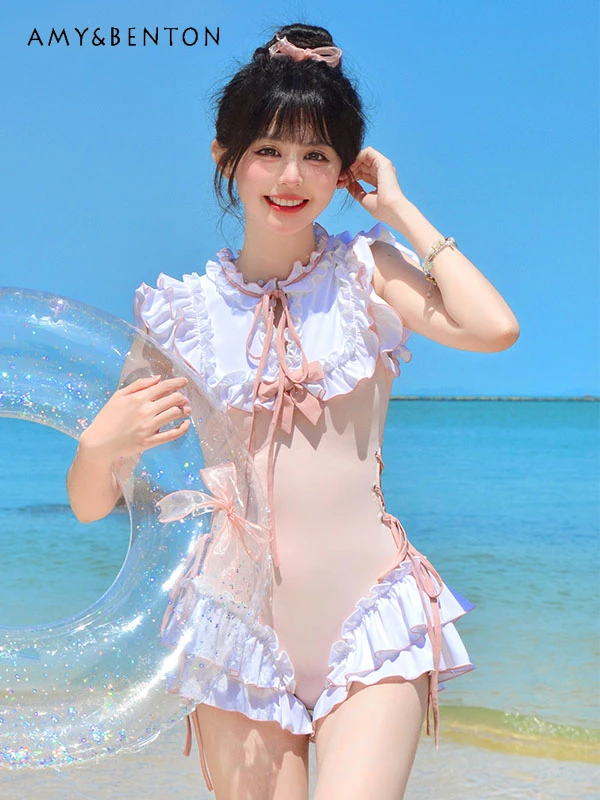フレンチモノクロスイミングツーピースワンピース水着
