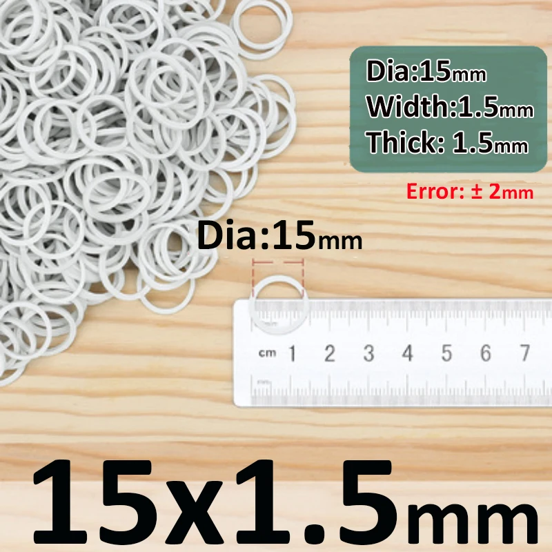 High Quality White Elastic Rubber Bands Stretchable Sturdy Rubber Rings For  Office School Home Dia 15mm-60mm Width=Thick1.5mm