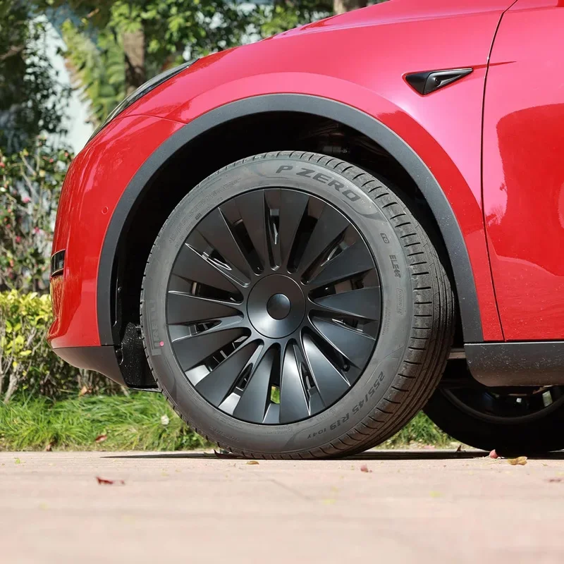 4PCS Hub Cap for Tesla Model Y 19-Inch Hubcap Performance Replacement Wheel Cap Automobile Full Rim Cover Accessories -