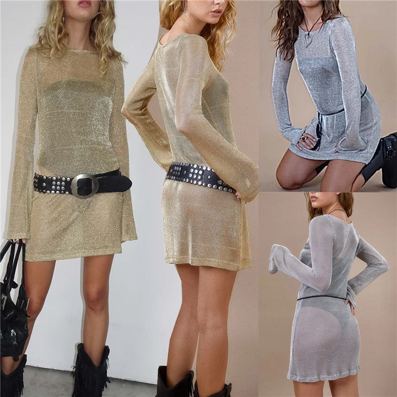 

Women Fashion Hollow Out See Through Solid Dress Sexy Sun Protection Blouse Mini Dresses Summer Ladies Chic Bodycon Beach Robo