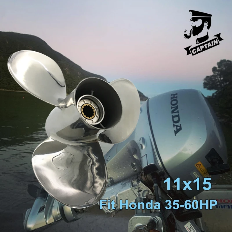 Captain Boat Outboard Propeller 11x15 Fit Honda Engines BF35 40 45 50 60HP 59133-ZV5-015AH Stainless Steel Propeller 13 Teeth RH