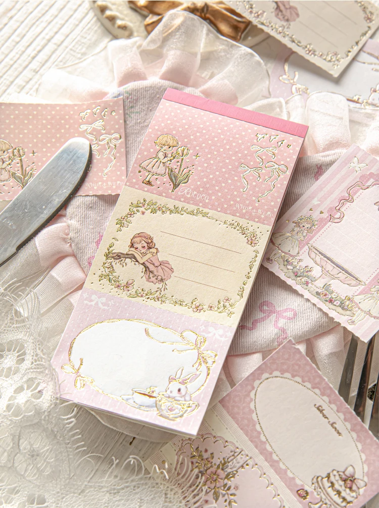 10 Blatt Teeparty-Serie Retro Heißpräge-Notizzettel, Zerreißbare Botschaften, Retro-Handbuch-Dekoration, DIY Scrapbooking-Material – Detail 7