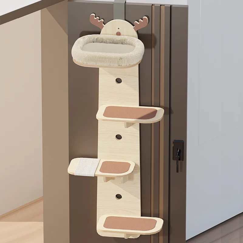 Door Hanging Cat Bed Crawling Rack Cat Grabbing Board Space Saving Integrated Cat Wall Mounted