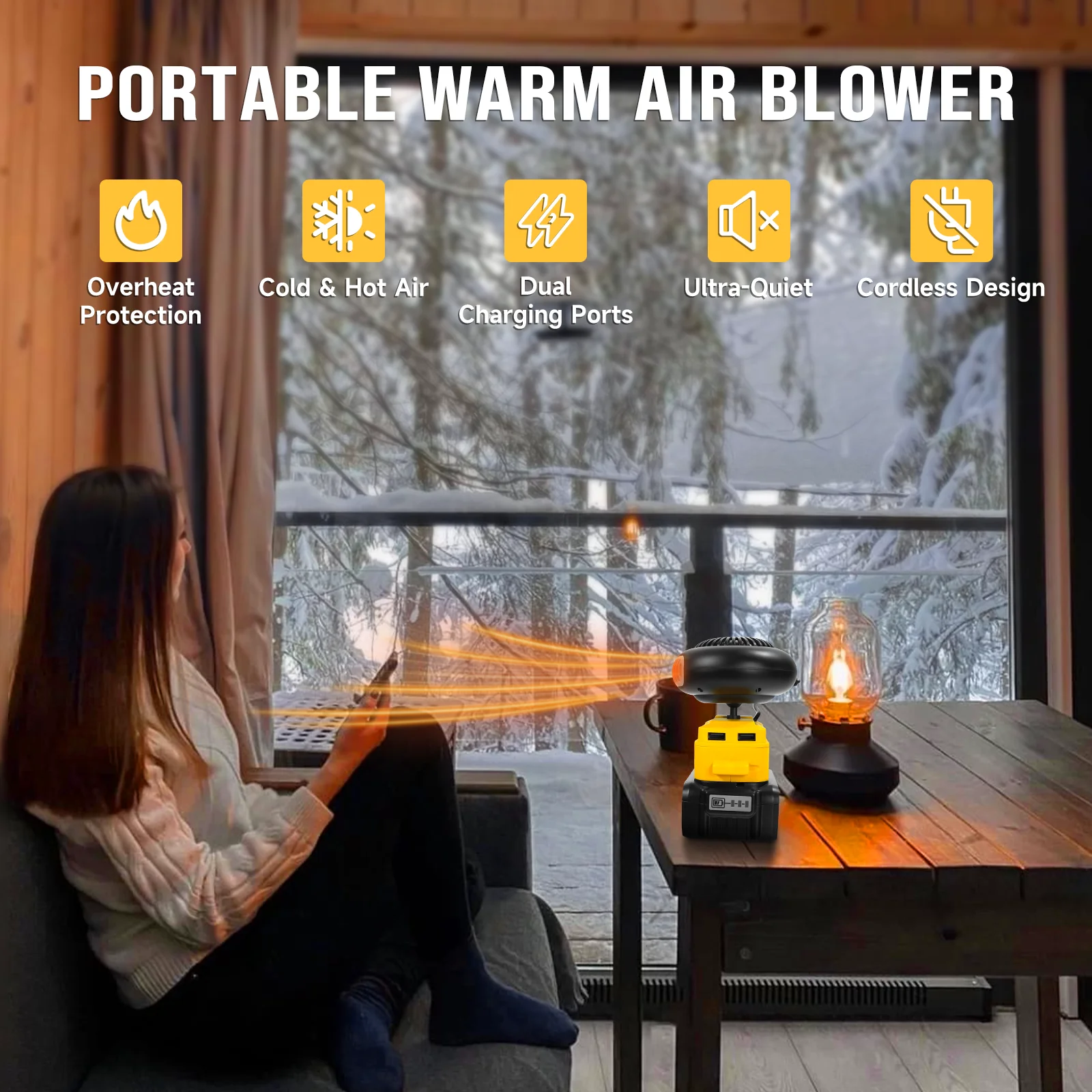 Portable Warm Air Blower Car Heater Cordless Car Defroster Windshield Heater Fas