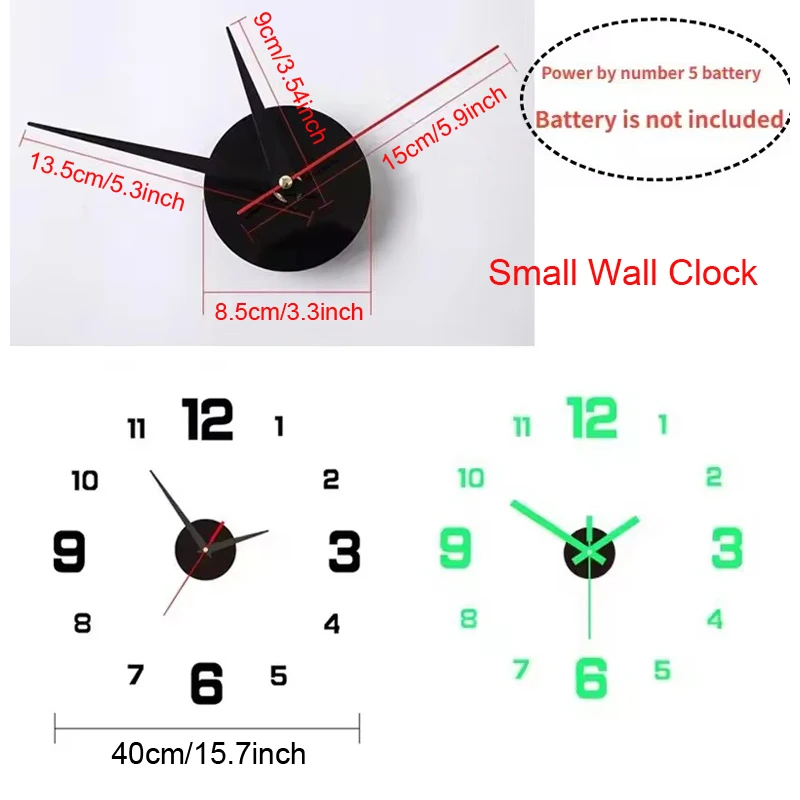 Description Picture 2 of itemModern Design Wall Clock 2D DIY Quartz Clock Fashion Watch Acrylic Mirror Stickers Living Room Home Decoration Wall Decor