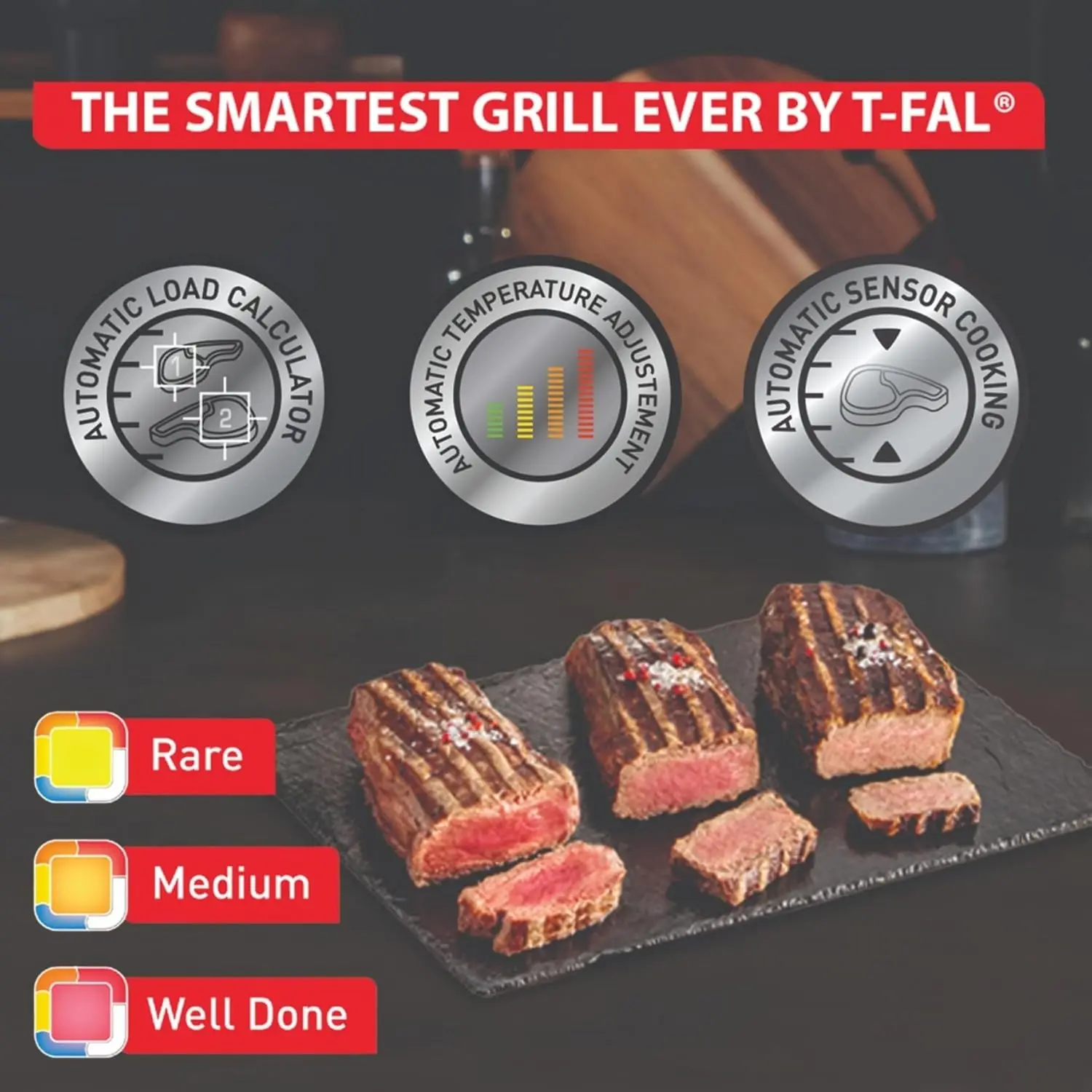 Electric Grill, OptiGrill Stainless Steel XL 6 Servings 9 Intelligent Automatic Cooking Modes 1800 Watts Nonstick Removab 2