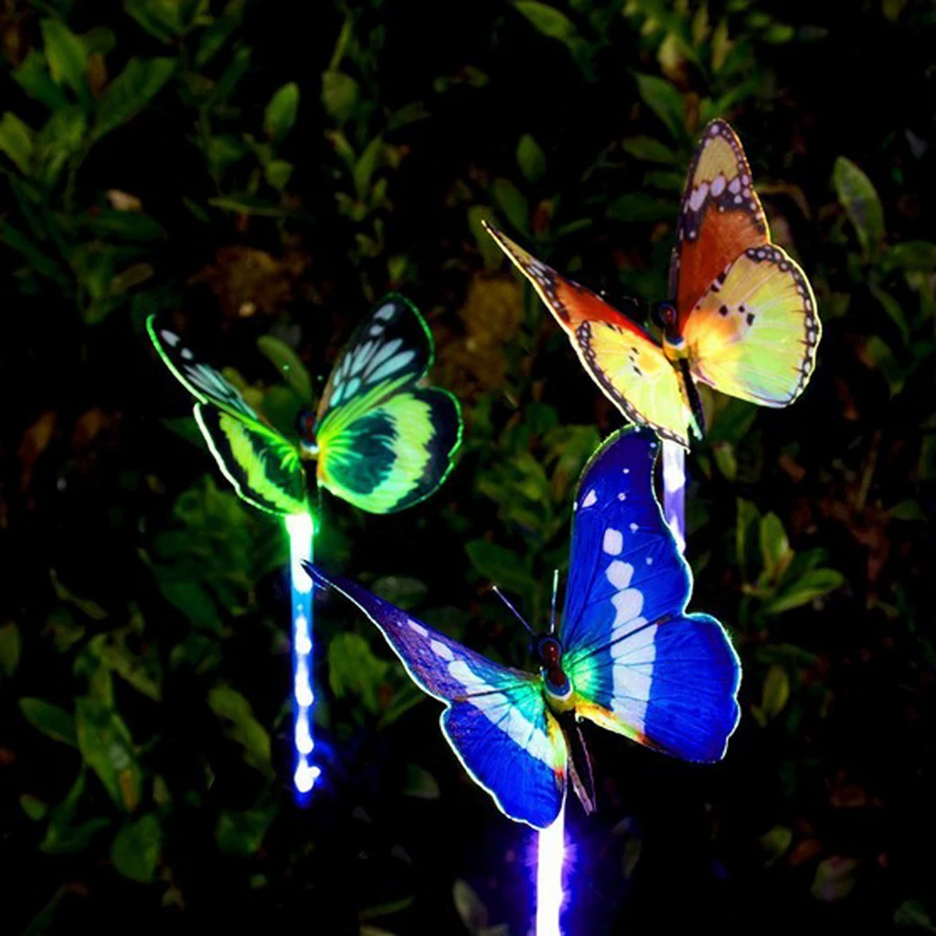 LED Butterfly Garden Stake Lights Solar Powered Path Landscape Lamp