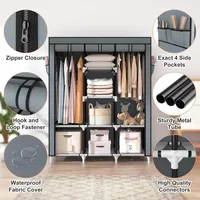 Portable Closet Wardrobe for Hanging Clothes, Sturdy Large Wardrobe Closet for Bedroom Free Standing Clothes Rack with Cover 3