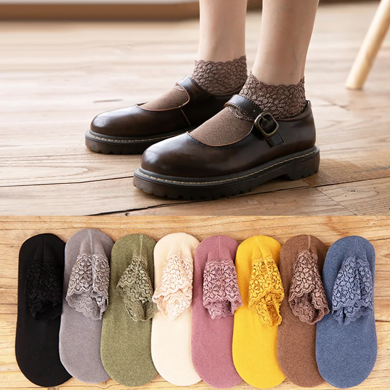 UILYNIU 4 Paia Calze Donna 4-7 Calzini Nere Calze Bianche Calze Volant Calzini Donna Eleganti Calze Sottili Traspiranti Calze a Tinta Unita Calze Lavorate a Maglia per Donne Ragazze (4 Paia