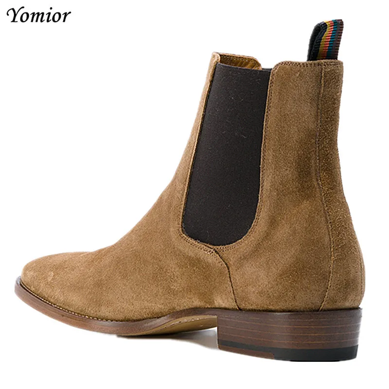 Handmade Spring Winter Kanye West Shoes Boots Chelsea Ankle Boots Real Leather Wedding Party Dress Motorcycle Men