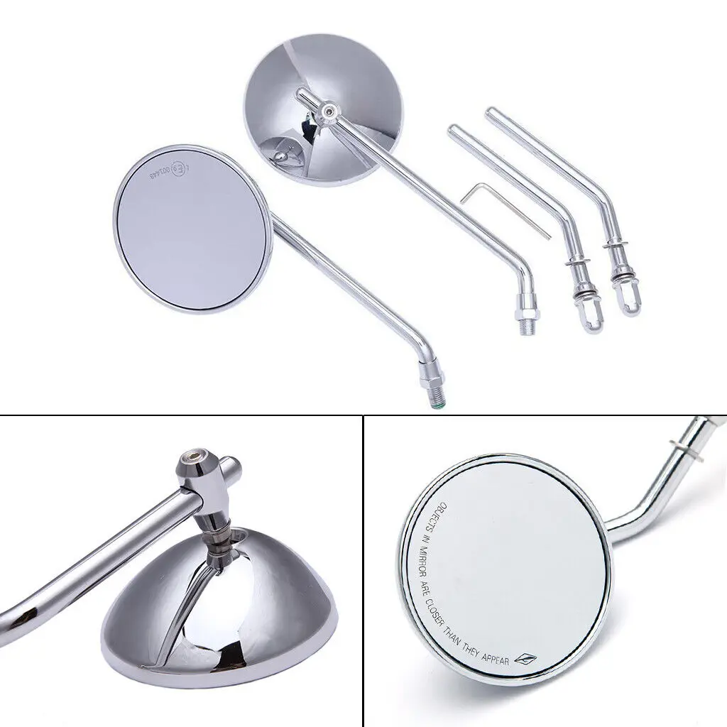 원형 오토바이 백미러 블랙 레트로 카페 레이서 사이드 미러, 트라이엄프 본네빌 할리 데이비슨 883 투어링용, 10mm