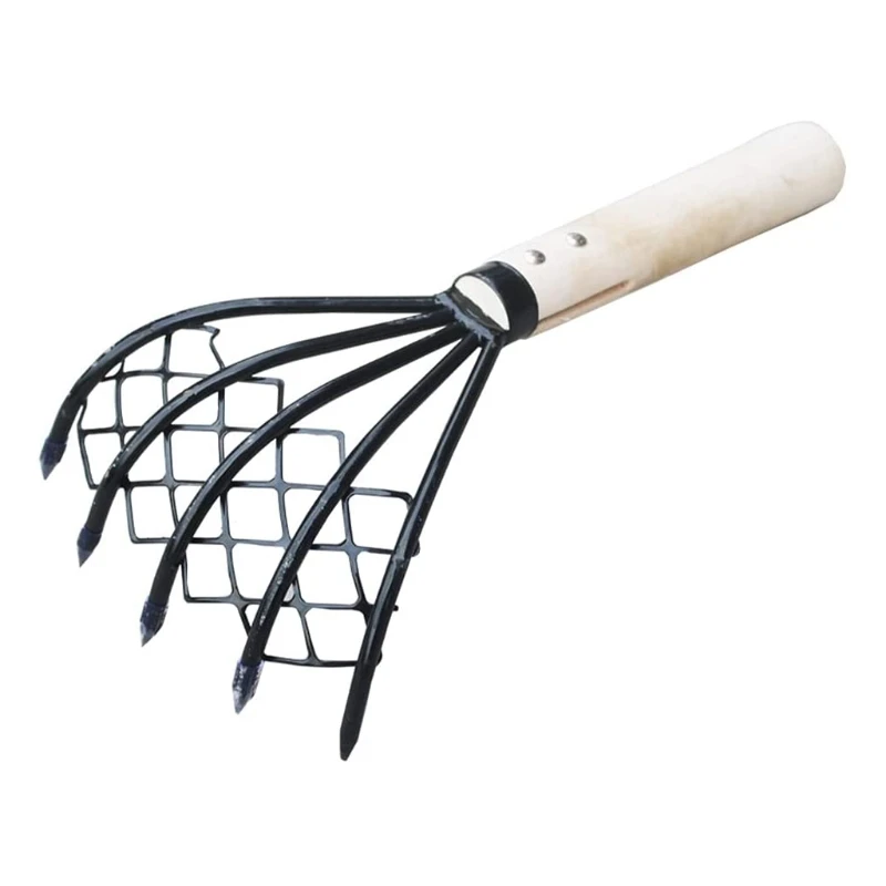 Stainless Steel Clam Rake With Mesh Net – Hand Rake For Digging Clams, Oysters & Shellfish On The Beach