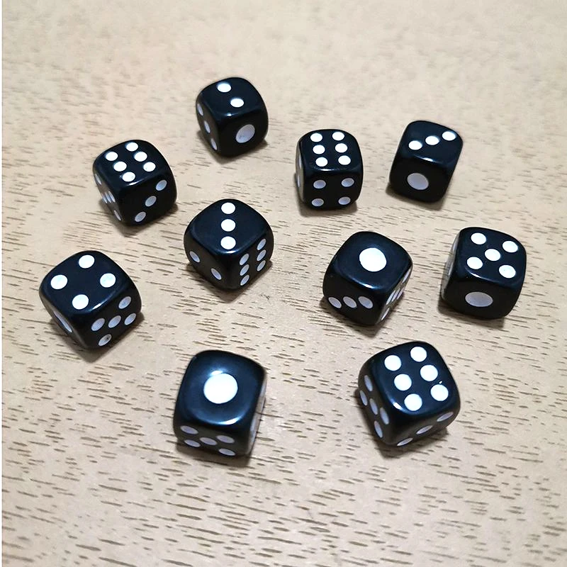 

10PCS/Lot Black Dice Set Drinking Dice 10MM Acrylic Small Dyses Party Playing Cubes KTV Entertainment Game Digital Dices
