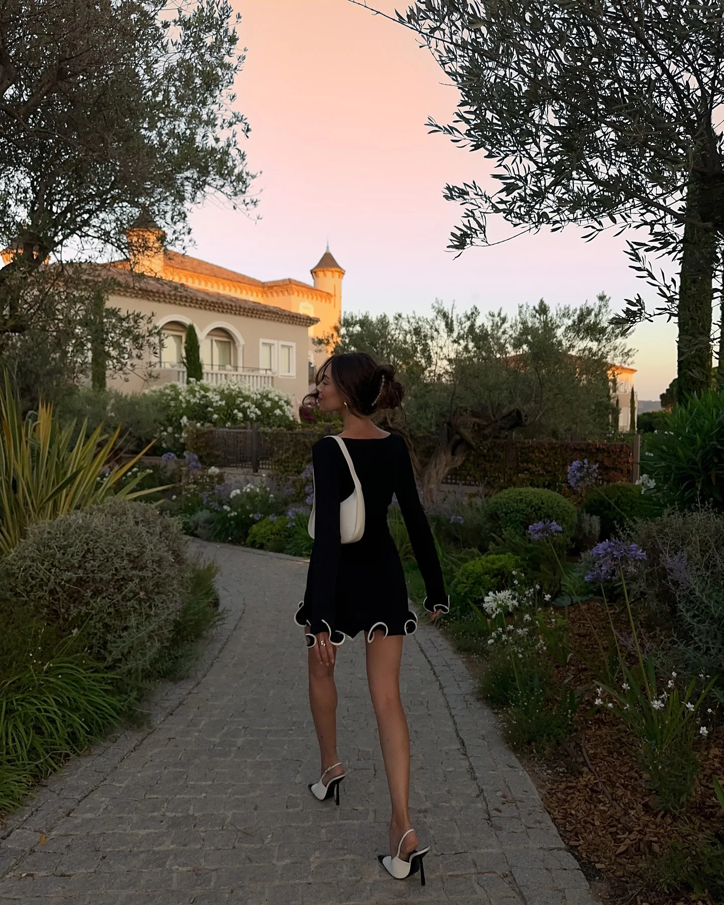 JULISSA MO Knitted Sexy Round Neck Ruffles Dress Women Black Long Sleeve Evening Dress Female Autumn Slim Elegant Party Clubwear