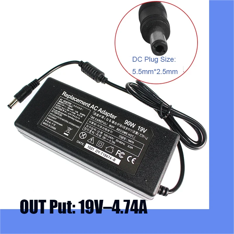 19V 4.74A 90W 5.5*2.5mm AC Laptop Charger Adapter for Acer Aspire 5315 5630 5735 5920 5535 5738 6920 6530G 7739Z Power Supply