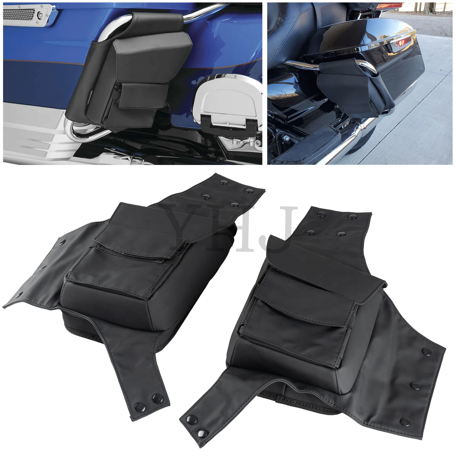 

For Harley Touring Road Street Glide 1993-later Motorcycle Left Right Saddlebag Pouches Guard Support Bag Black