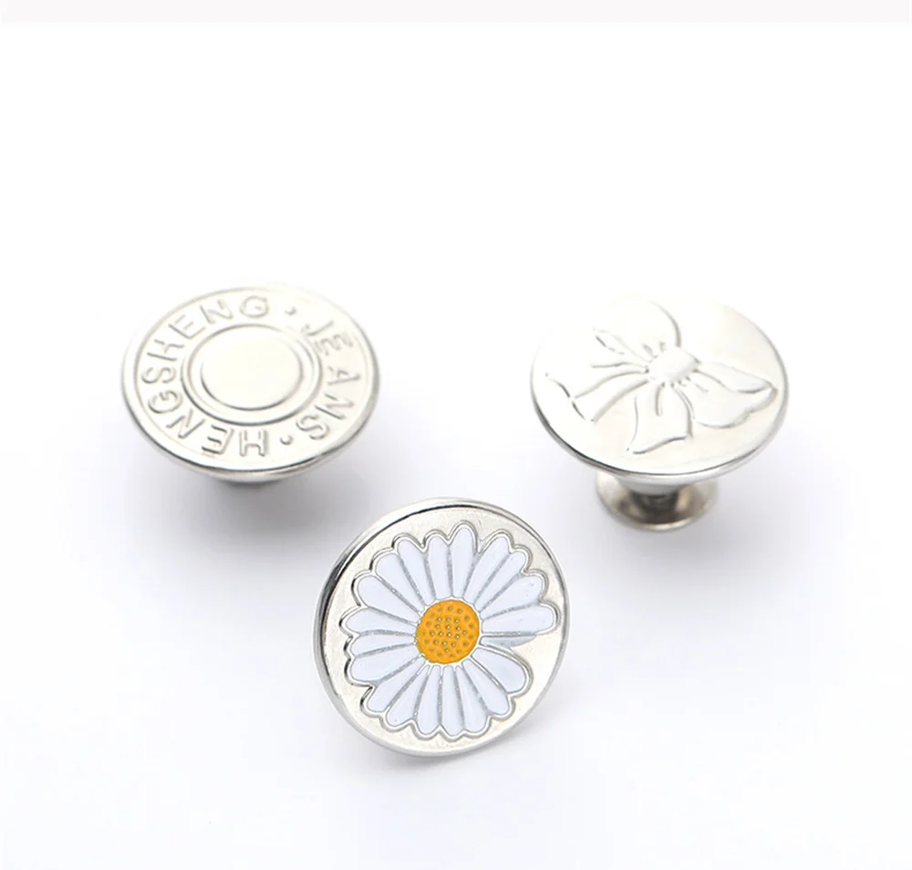 Description Picture 5 of itemStainless Steel jeans button adjustable waist shrinker Nail free metal button Removable I-button seam free waist button