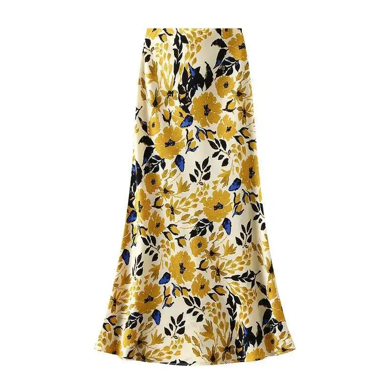 New In 2025 Floral Print Elegant Long Skirts Women Summer Trendy High Street Vacation Party Skirt
