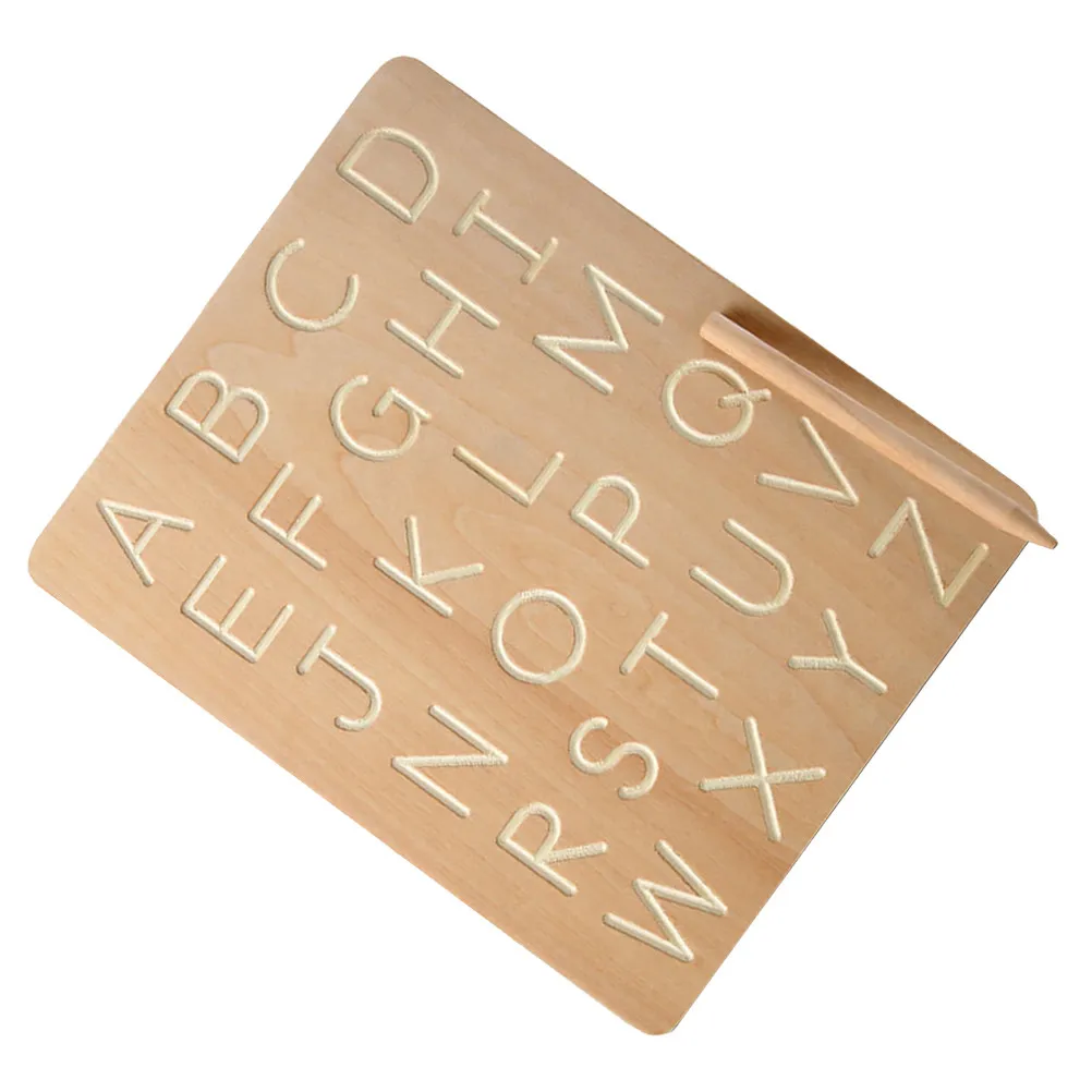 1세트 고품질 나무 알파벳 학습 보드 인지 발달 및 기억력 훈련을 위한 안전하고 매끄러운 표면의 글자판