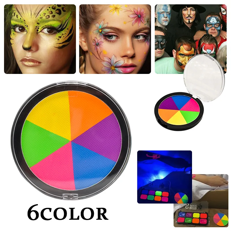

2pcs Face Body Paint make up UV Glow in the dark Acrylic Paints Art for Party face Halloween makeup UV Body Paint wholesale