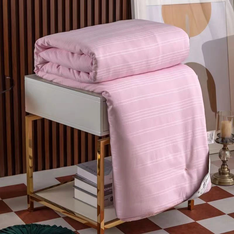 Natural Mulberry Silk Comforter Winter Duvet Queen Size Wide Stripe