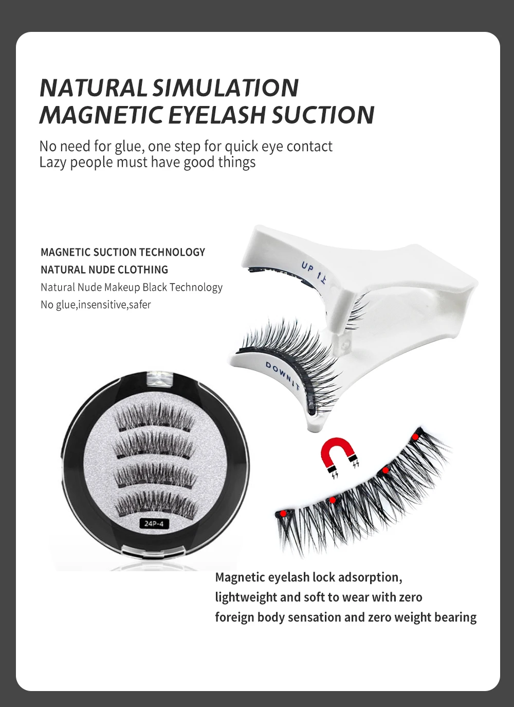 Description Picture 2 of item1 Pair Per Box Magnetic Lashes with Applicator Makeup Soft Reusable No Glue Needed Natural Magnetic Eyelashes Vendor