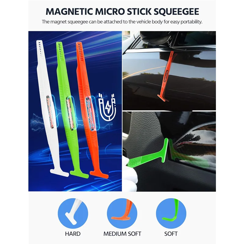 Magnetic Micro Stick Squeegee for Vinyl Wraps - Ideal for Corners, Curves, and Seams