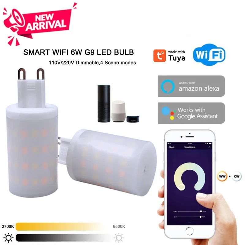 

Tuya WiFi G9 Dimmable Smart Light G9 6W LED lamp Bulb Intelligent Light Voice Control Work With Alexa Google Home