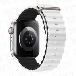 Ocean Silicone Sport Watch Band - Vibrant & Durable Strap - 41mm 40mm 38mm (25 white black)