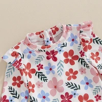 Baby Girl Rash Guard Swimsuits Cute Long Sleeve Floral Print Skirted Bathing Suit Toddler Swimwear 6M-3T 3