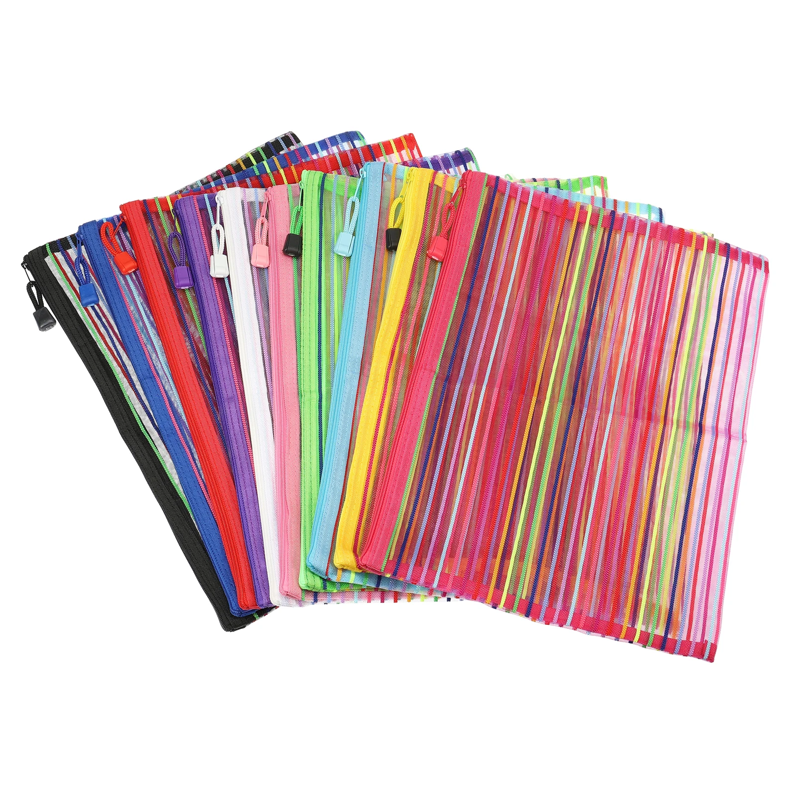 지퍼 파일 가방 보관 메쉬 파우치, 나일론 휴대용 연필 펜 케이스, 문서 화장품..