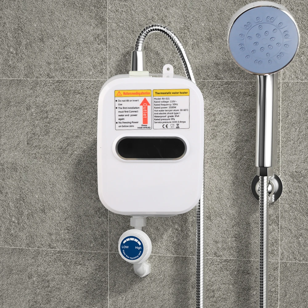 Small Instant Electric Water Heater LCD Temperature Display IPX4 Quick Heating Shower Water Heating Device Set with Shower 4