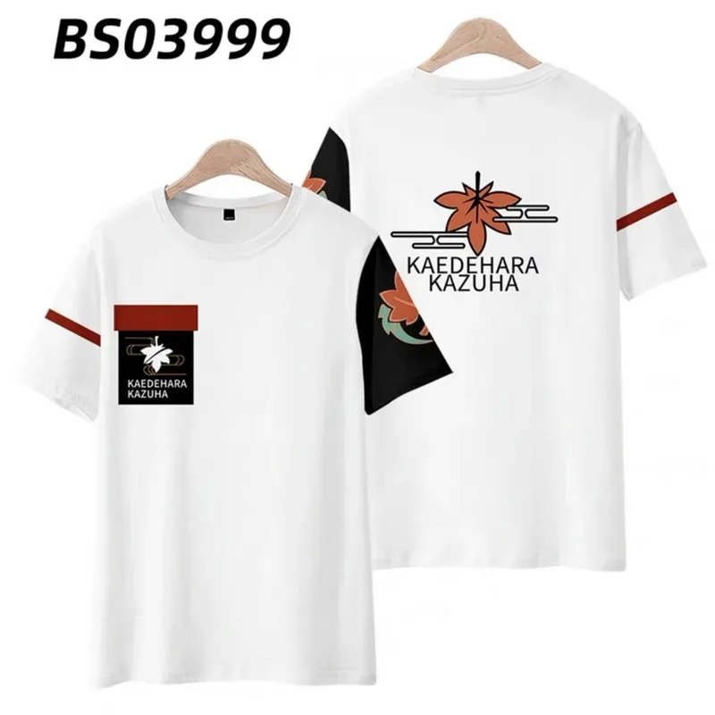 Genshin impact kaedehara kazuha 3d printing T-shirt summer fashion round neck short sleeve popular game streetwear 2024