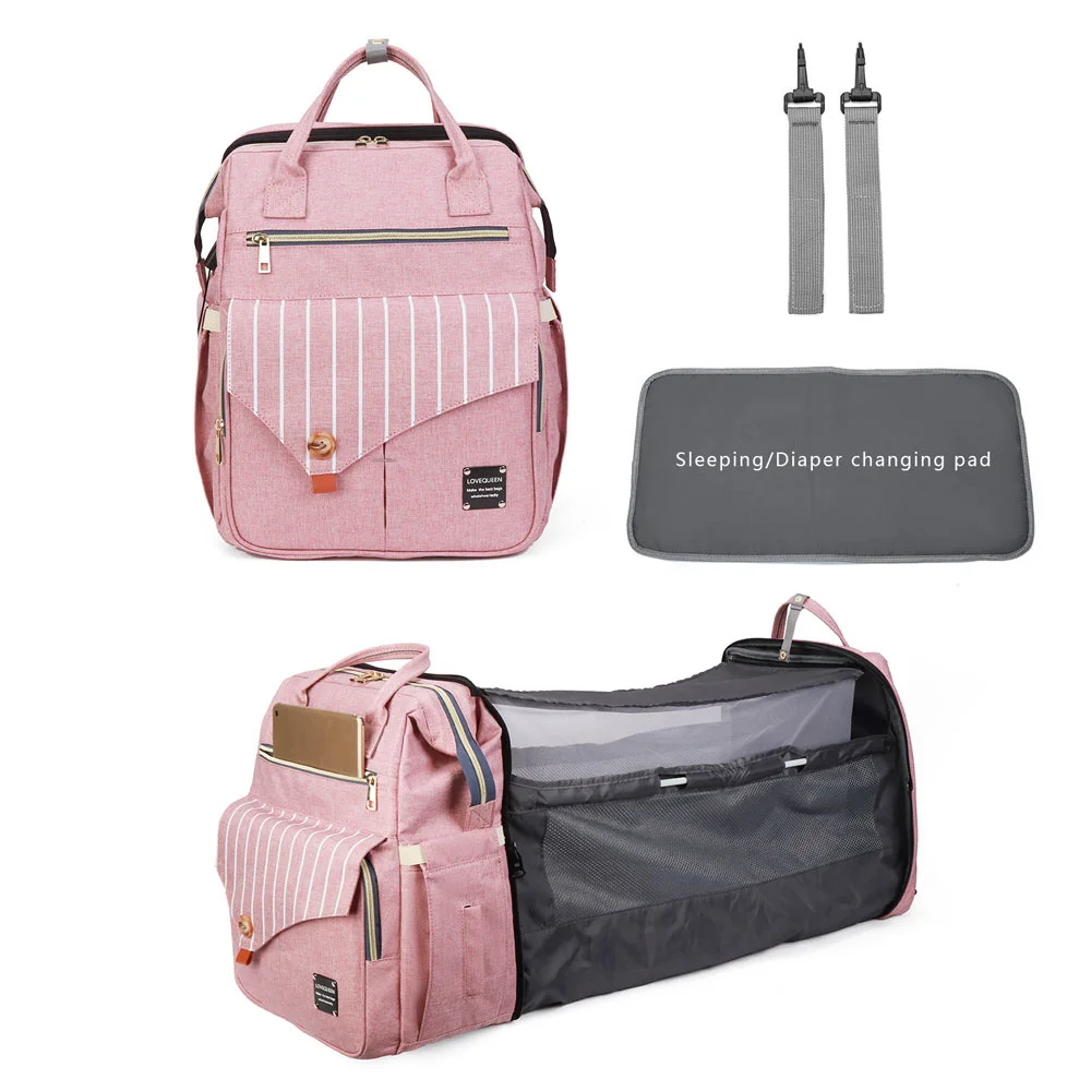

Baby Diaper Bag Bed Backpack For Mom Maternity Bag For Stroller Nappy Bag Large Capacity Nursing Bag For Baby Care Hooks Handbag
