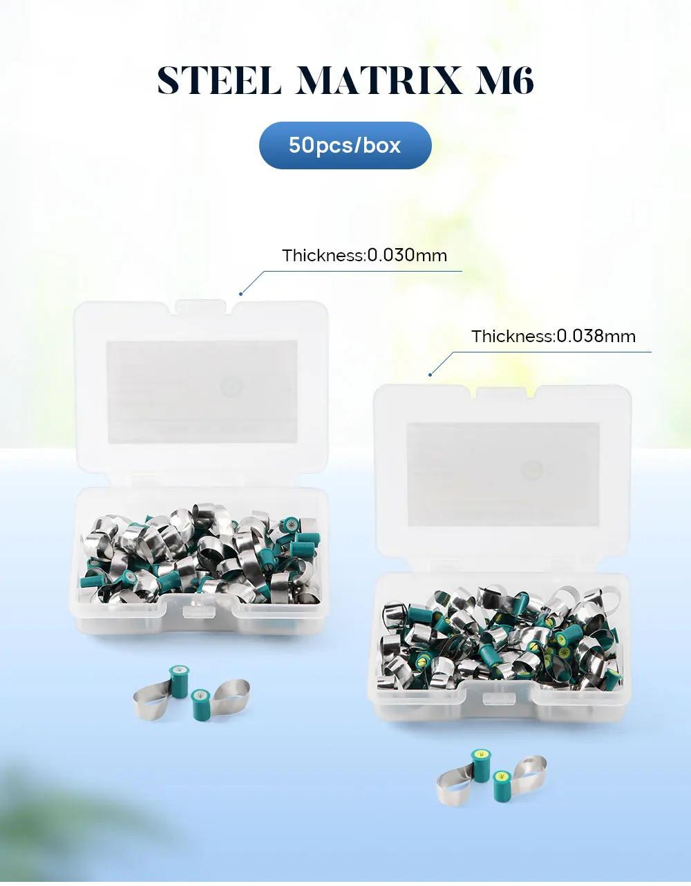 50 TEILE/SCHACHTEL Dental Matrix Bands Stahl Doppelseitig Konturiert Anatomisch Geformt – Detail 3