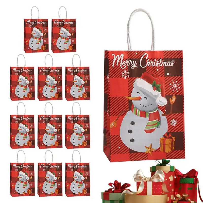 

Christmas Paper Bag Kraft Paper Countdown Wrapping Pouches 12pcs Christmas Gift Bags for Tree Stairs Fireplace Thanksgiving Day