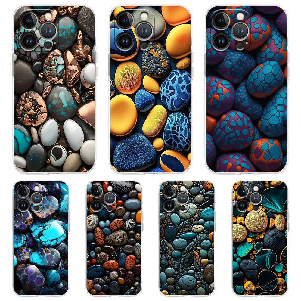 Elegant Transparent Stone-Patterned Phone Case - Soft Shell Cover