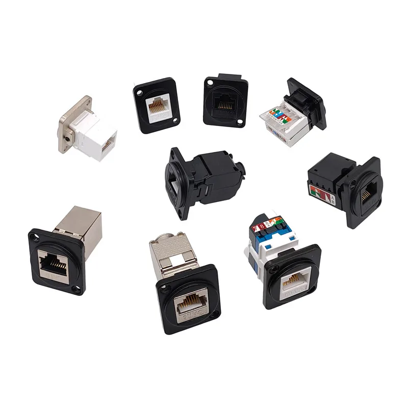D Type Rj45 Connector Cat6 Female To Female Metal Rj45 Socket Panel
