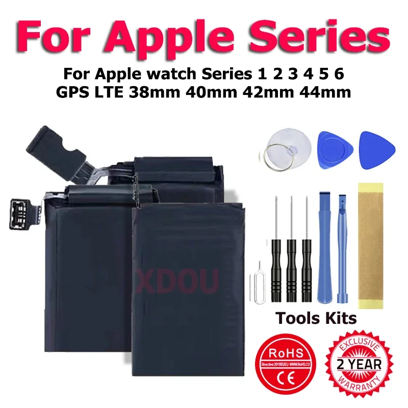 Xdou Batteria Di Alta Qualità Per Apple Watch Series 1 2 3 4 5 6 Gps Lte 38Mm 40Mm 42Mm 44Mm Batterie + Strumenti Gratuiti