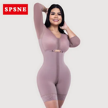 Adjustable Hook And Eye Front Closure Long Sleeve Women Shapewear With Bra Tummy Control Shapewear