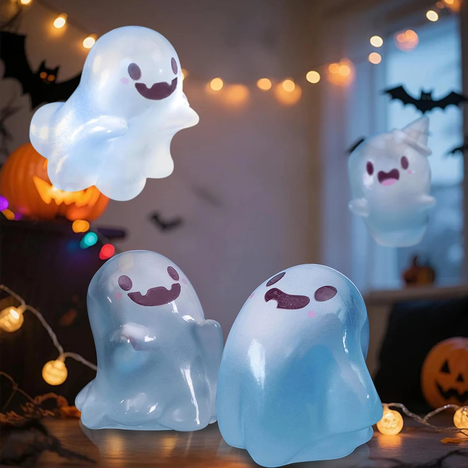 Glow in The Dark Mini Ghost Figures with Box Luminous Ghost Figurines Small Ghost Figurines Cute Halloween Party Favors