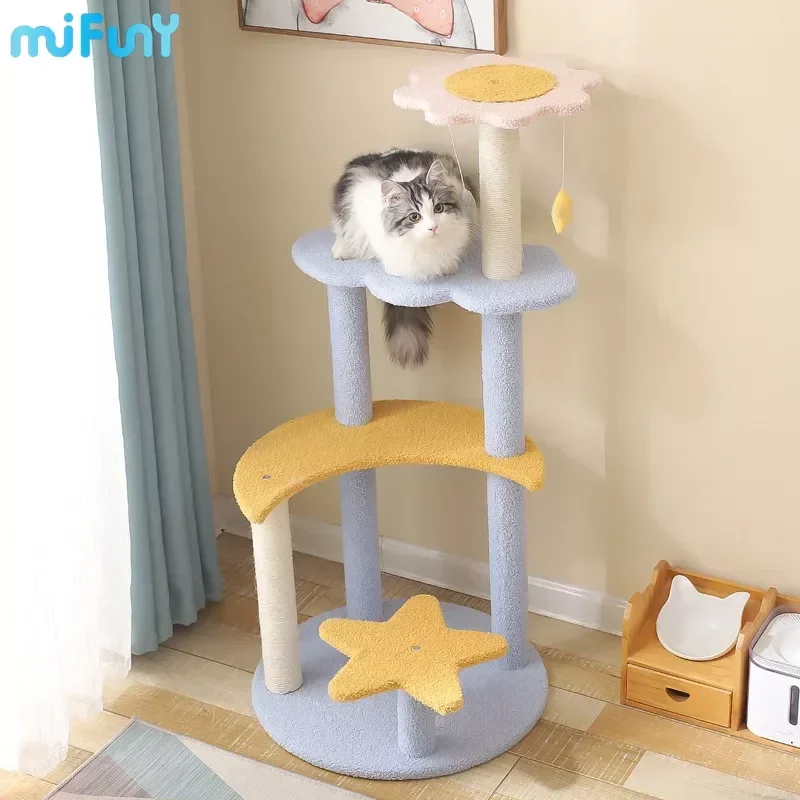 

Large Cat Trees Cat Climbing Frame Sisal Cat Scratching Post Colorful Starry Moon Cats Towers Interactive Pet Toys Pet Supplies