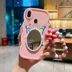 Cartoon Butterfly Phone Accessory Set: Case, Lanyard & Stand - Galaxy A21s (Pink)