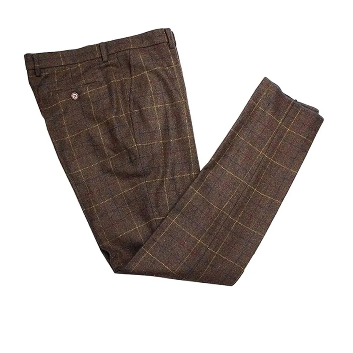 New Men's Premiun Tweed Blend Flat Front Check Dress Pants Fashion Man Trousers 2